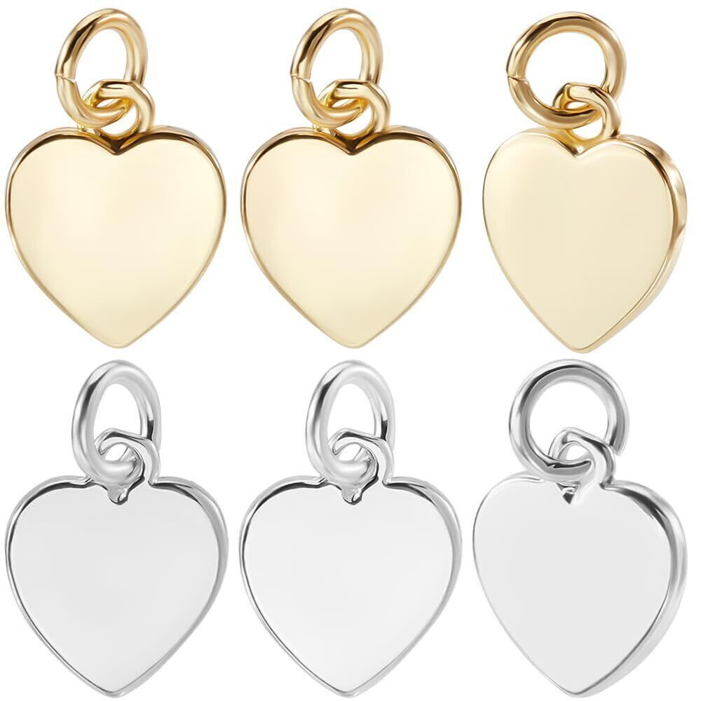 4947 1 Box 20Pcs Love Heart Charms 18K Gold&925 Sterling Silver Plated